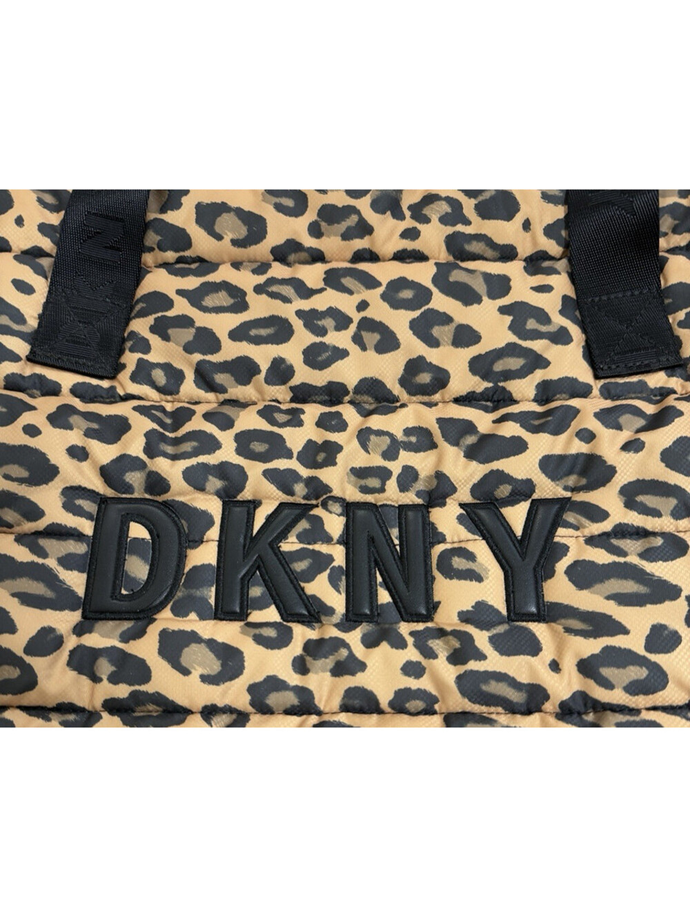 DKNY Torrie Weekender Leopard Print Quilted Duffle with Double Handles for Women - Picture 2 of 9